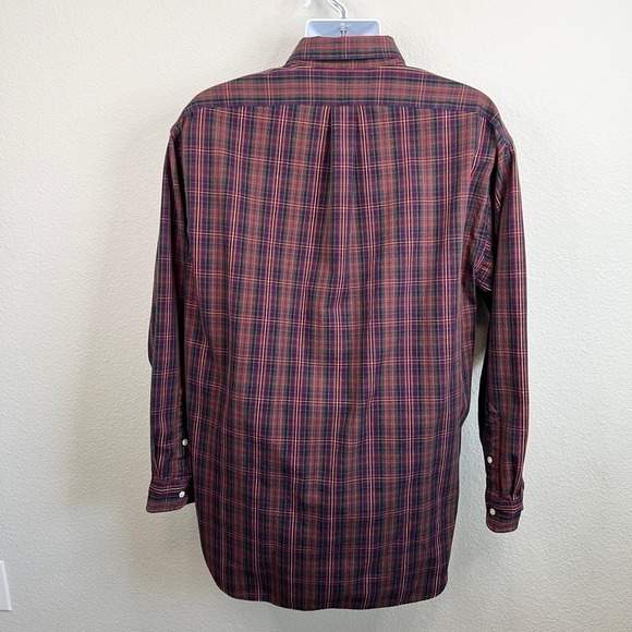 Polo Ralph Lauren Red Tartan Plaid Button Down Big Shirt Men's L Vintage Cotton - Picture 5 of 6